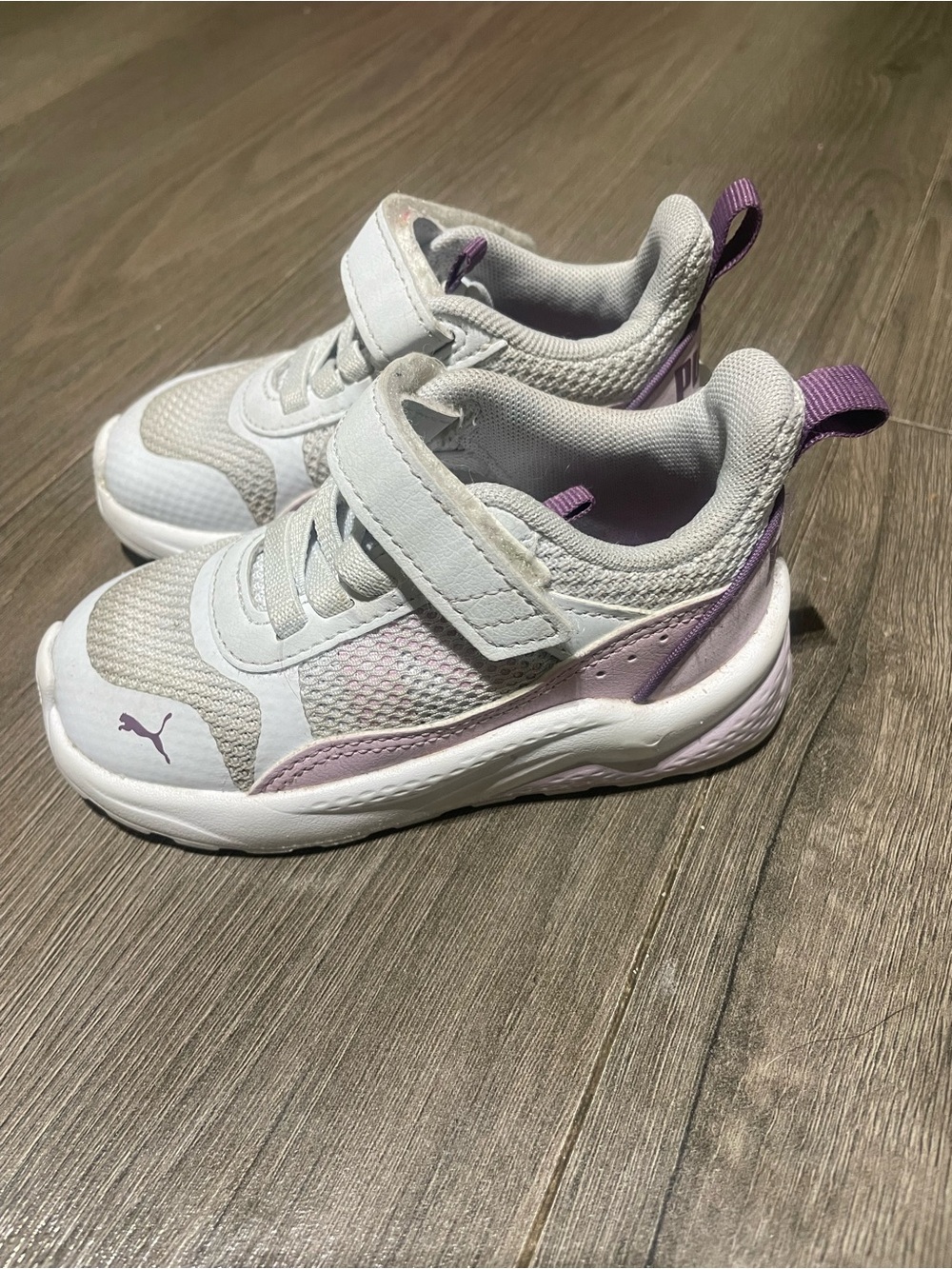 Puma Kids White and Light Purple Athletic Sneakers